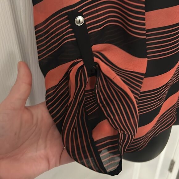 Papermoon Black & Orange Stripped Sheer Top - Picture 2 of 4
